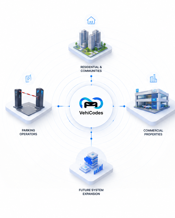 VehiCodes integration for residential, commercial and parking applications